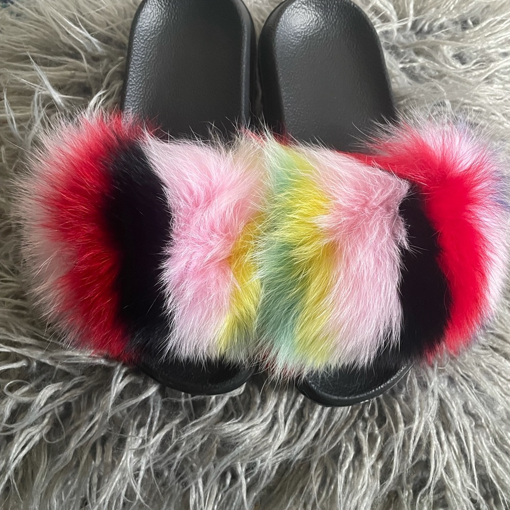 Woman fur slides new new wear